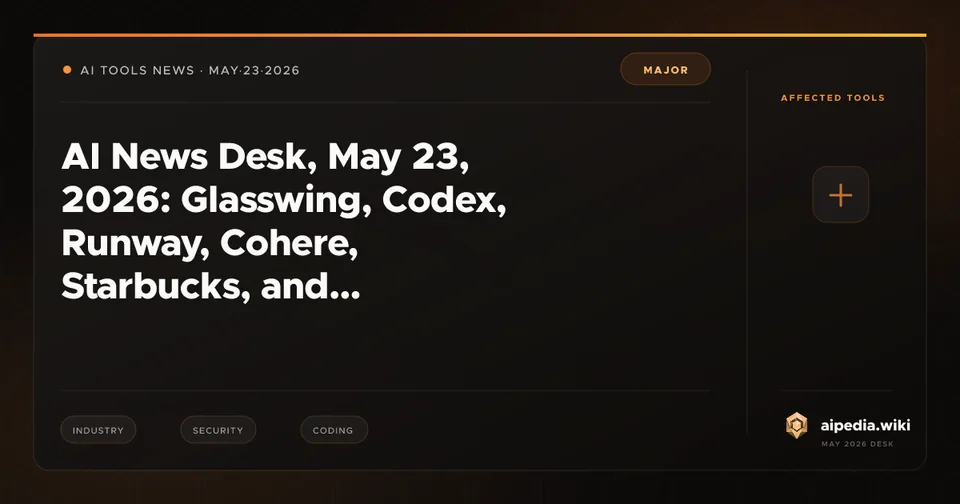 AI News Desk, May 23, 2026: Glasswing, Codex, Runway, Cohere, Starbucks, and frontier-model policy