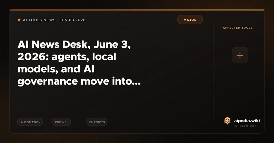 AI News Desk, June 3, 2026: agents move from demos into work, code, security, and policy