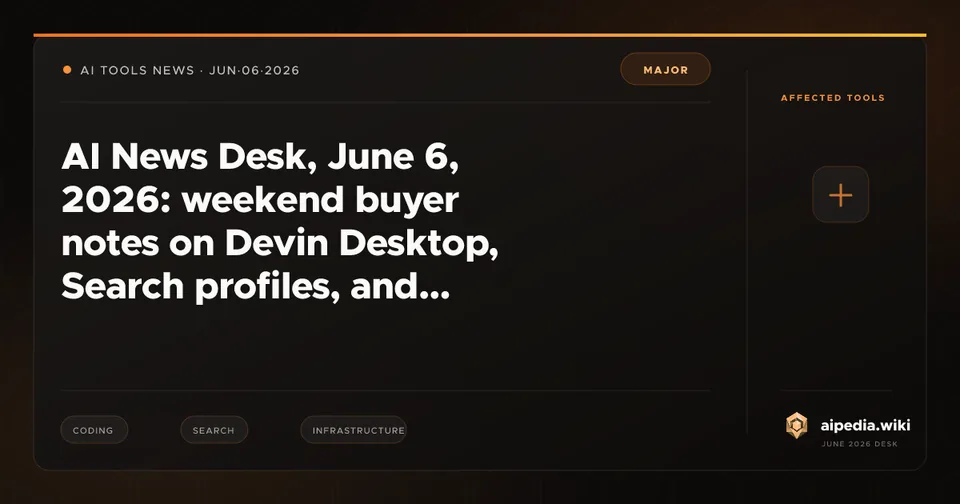 AI News Desk, June 6, 2026: weekend buyer notes on Devin Desktop, Search profiles, and local AI deployment