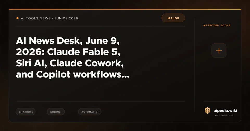 AI News Desk, June 9, 2026: Claude Fable 5, Siri AI, Claude Cowork, and Copilot workflows